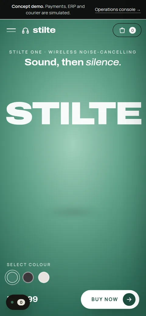 STILTE concept store on a phone